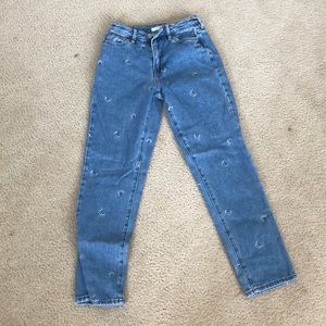 pacsun moon embroidered mom jeans